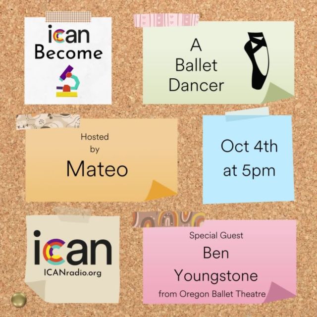 This week on ICAN Become, Mateo interviews Ben Youngstone from Oregon Ballet Theatre.

Tune into icanradio.org this Wednesday at 5pm to listen to their conversation about what it takes to become a Ballet Dancer.

@oregon.ballet.theatre
