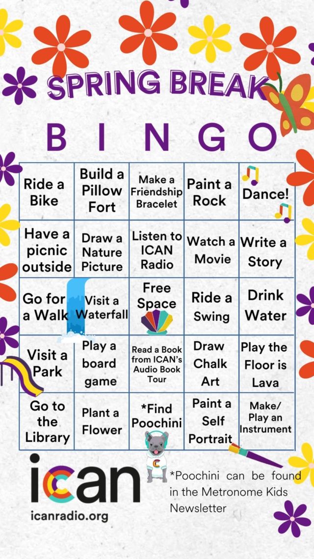 To everyone finishing up Spring Break, ICAN Radio wishes for you to have a fun and safe weekend! To provide some great ideas for Spring Break activities, ICAN is featuring a Spring Break Bingo! Visit the link in the bio for more details!