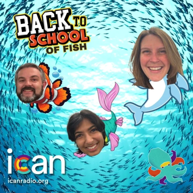 There's something fishy going on at ICAN this weekend!

Join Splashy Sarah, Swimmy Steven, and Aquatic Anika, for 
Back to School... OF FISH!

Let's celebrate being back at school with color and creativity, as the team challenge Anika to create an original composition with an aquatic theme!

'Tuna' in to icanradio.org this Sunday at 3 PM PT to celebrate with ICAN.